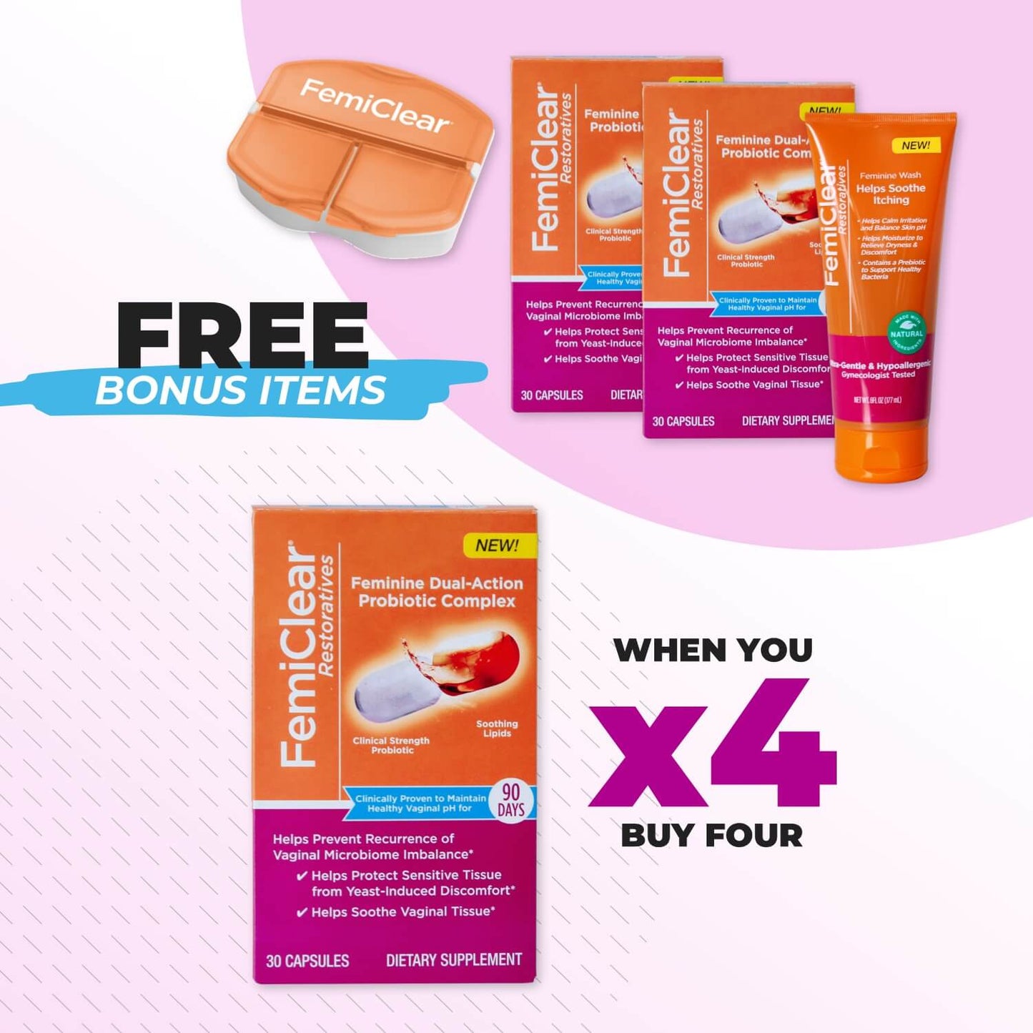 Feminine Probiotic Daily Wellness Kit - 6 Month Supply | FemiClear®