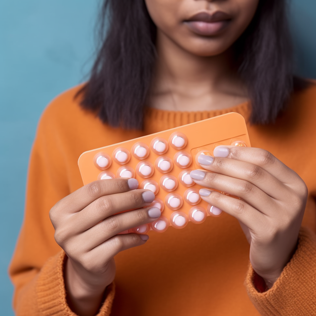 A woman holding a pack of birth control pills, highlighting questions about their potential effects on vaginal health, including yeast infections and UTIs