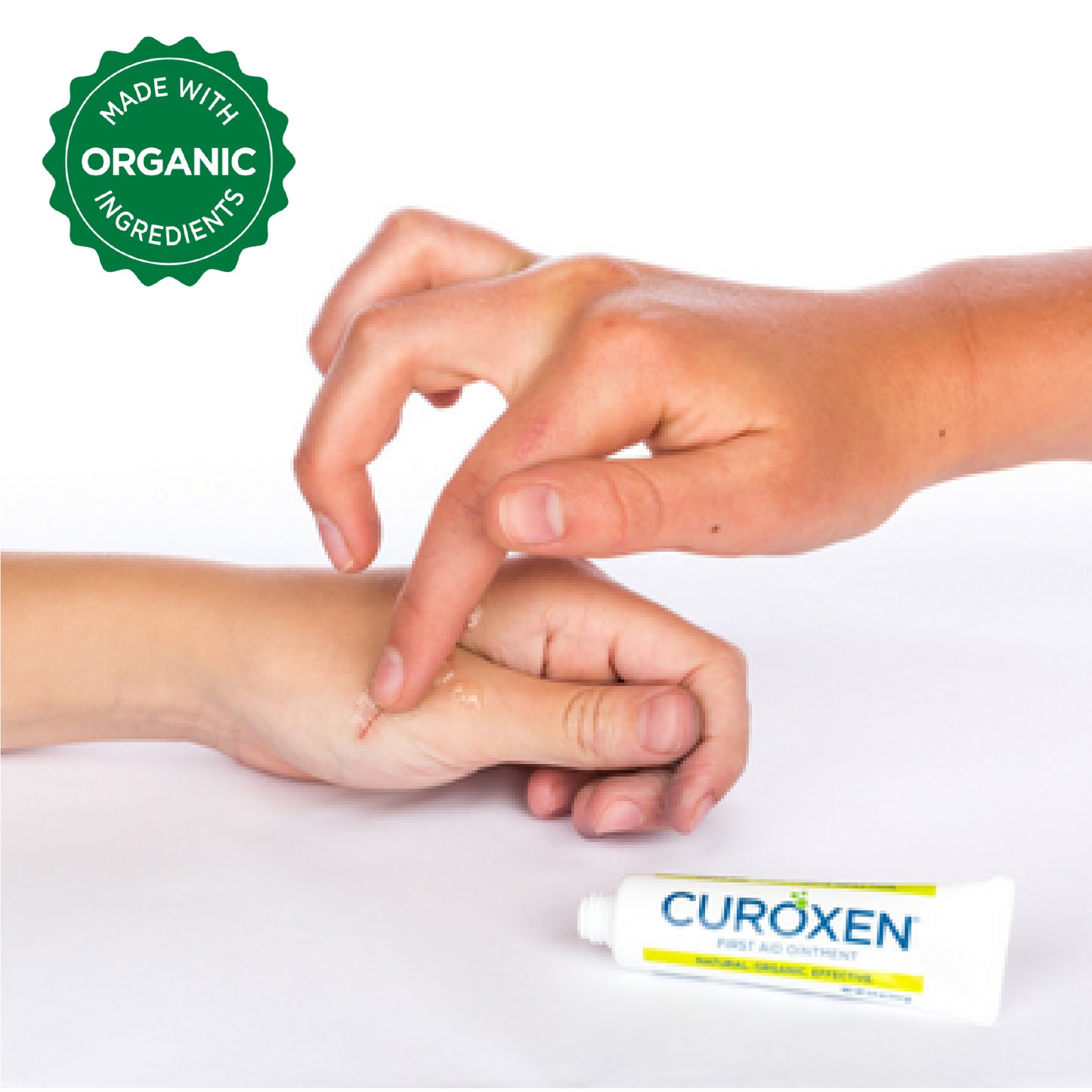 Curoxen first aide cream made with organic ingredients.